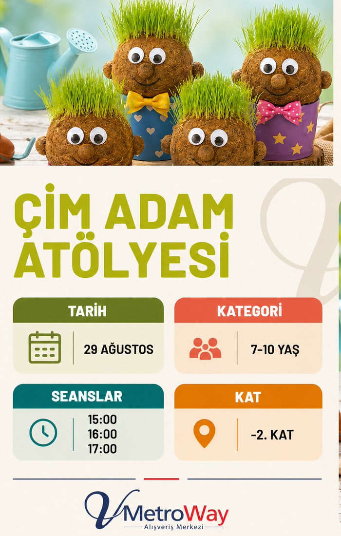 Çim Adam Atölyesi - 29 Ağustos, 15:00 / 16:00 / 17:00, 7-10 yaş, -2. Kat