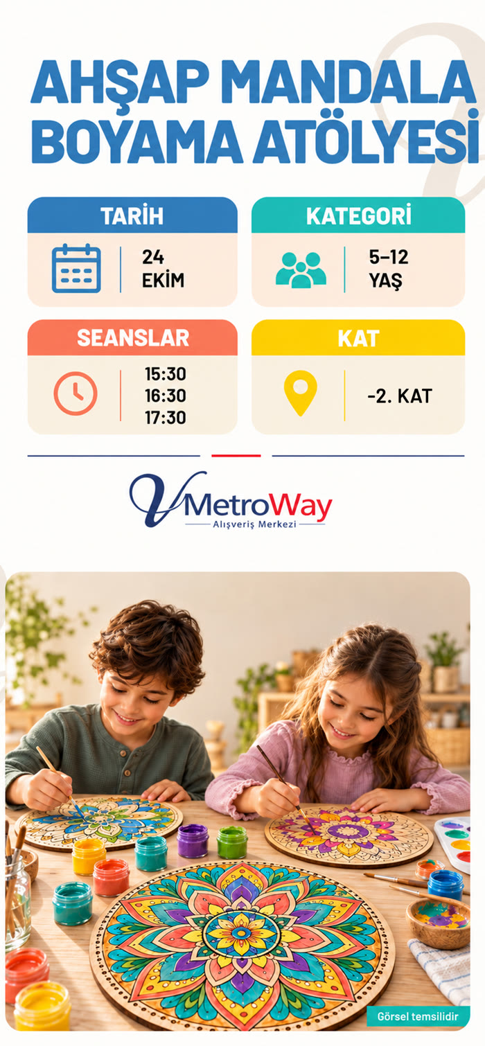 Ahşap Mandala Boyama Atölyesi - 24 Ekim, 5-12 yaş, -2. Kat - V MetroWay
